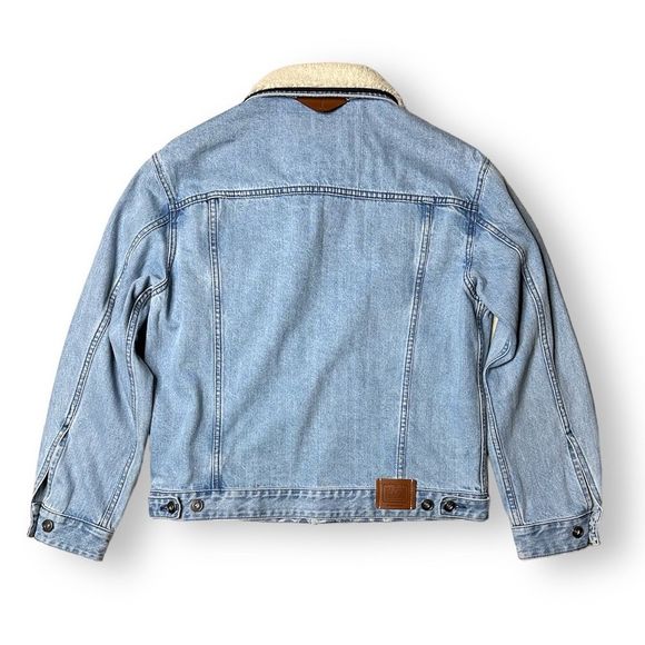 Coach Denim Trucker Jacket With Removable Shearling Collar - Picture 4 of 7